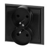 Dvojitá zásuvka na zapustenie 2x2P+E Luna, 16A, 250V, PT-6LR, čierna