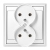 Zapustená dvojitá zásuvka 2x2P+E Luna, 16A, 250V, PT-6LR, biela