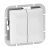 Dvojtlačidlový vypínač so svetlom Pearl na omietku, 10A, 250V, WP-2P/S, biely