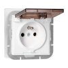 Zásuvka s ochranným krytom do steny 2P+E odolná voči poveternostným vplyvom Perla, 16A, 250V, PT-16PHL, biela