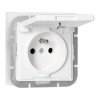 Zásuvka zapustená s krytom 2P+E odolná voči poveternostným vplyvom, biela, 16A, 250V, PT-16PH