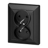 Dvojitá zapustená zásuvka 2x2P+E Pearl, 16A, 250V, PT-6 P, čierna