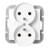 Zapustená dvojitá zásuvka 2x2P+E Pearl, 16A, 250V, PT-6 PR, biela