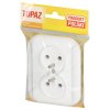 Zapustená dvojitá zásuvka 2x2P+E 16A, 250V, TOPAZ, biela