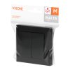 Zapustený dvojtlačidlový vypínač s podsvietením Malta 10A, 250V, WP-2M/S, matná čierna