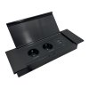 Zásuvka na zabudovanie s plochým frézovaným okrajom, výklopným krytom, USB nabíjačkou a 1,5 m káblom, 2x2P+E (francúzsky), 2xUSB (typ A+C; 3,6A), čierna