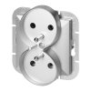 Dvojitá zapustená zásuvka 2x2P+E Pearl, 16A, 250V, PT-6 PR, strieborná