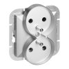 Dvojitá zapustená zásuvka 2x2P+E Pearl, 16A, 250V, PT-6 PR, strieborná