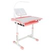 Detský písací stôl so zásuvkou stolička lampa ružová