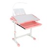 Detský písací stôl so zásuvkou stolička lampa ružová