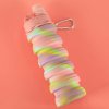 Fľaša na vodu bidon silikónová skladacia s rukoväťou športová 500ml dúha
