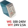 MDR-60-24 - Napájací zdroj 24V DC / 2,5A na DIN lištu - Mean Well