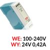 MDR-10-24 - Napájací zdroj 24V DC / 0,42A na DIN lištu - Mean Well