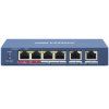 DS-3E0106HP-E - PoE prepínač 4+2, 60W, HiPoE - Hikvision