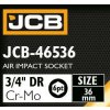 JCB Rázová hlavica 3/4" 36mm 6-hranná Cr-Mo NÁSTRČNÝ kľúč