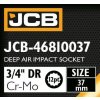 JCB NÁSTAVEC úderový HLBOKÝ 3/4" Cr-Mo 12-hranový 37mm NÁSTRČNÝ KĽÚČ