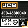 JCB NÁSTAVEC úderový HLBOKÝ 3/4" Cr-Mo 12-hranný 40mm NÁSTRČNÝ KĽÚČ