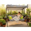 ZÁHRADNÁ HOJDAČKA A-TYPE 170 x 118 x 153 cm SIVÁ S LIMETKOVÝMI VANKÚŠMI A DRŽIAKMI NA HRNČEK *9987