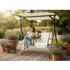 DVOJMIESTNA ZÁHRADNÁ HOJDAČKA 170 x 110 x 165 CM BÉŽOVÁ S DRŽIAKOM NA ŠÁLKY *6779