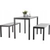 SÚPRAVA ZÁHRADNÉHO NÁBYTKU STÔL 110 x 58.5 x 75.5 CM + 2 LAVICE 110 x 39 x 45 CM SIVÁ *0841