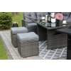 SÚPRAVA ZÁHRADNÉHO NÁBYTKU (ROHOVÁ SEDAČKA, 2 TABURETKY, STOLÍK) - SIVÁ, VANKÚŠE - SIVÁ *3453