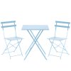 MODRÁ SADA ZÁHRADNÉHO NÁBYTKU (ŠTVORCOVÝ STÔL + 2 STOLIČKY) *5158