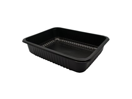 1241 jednokomorova miska zebrovana cerna 227x178x80 mm