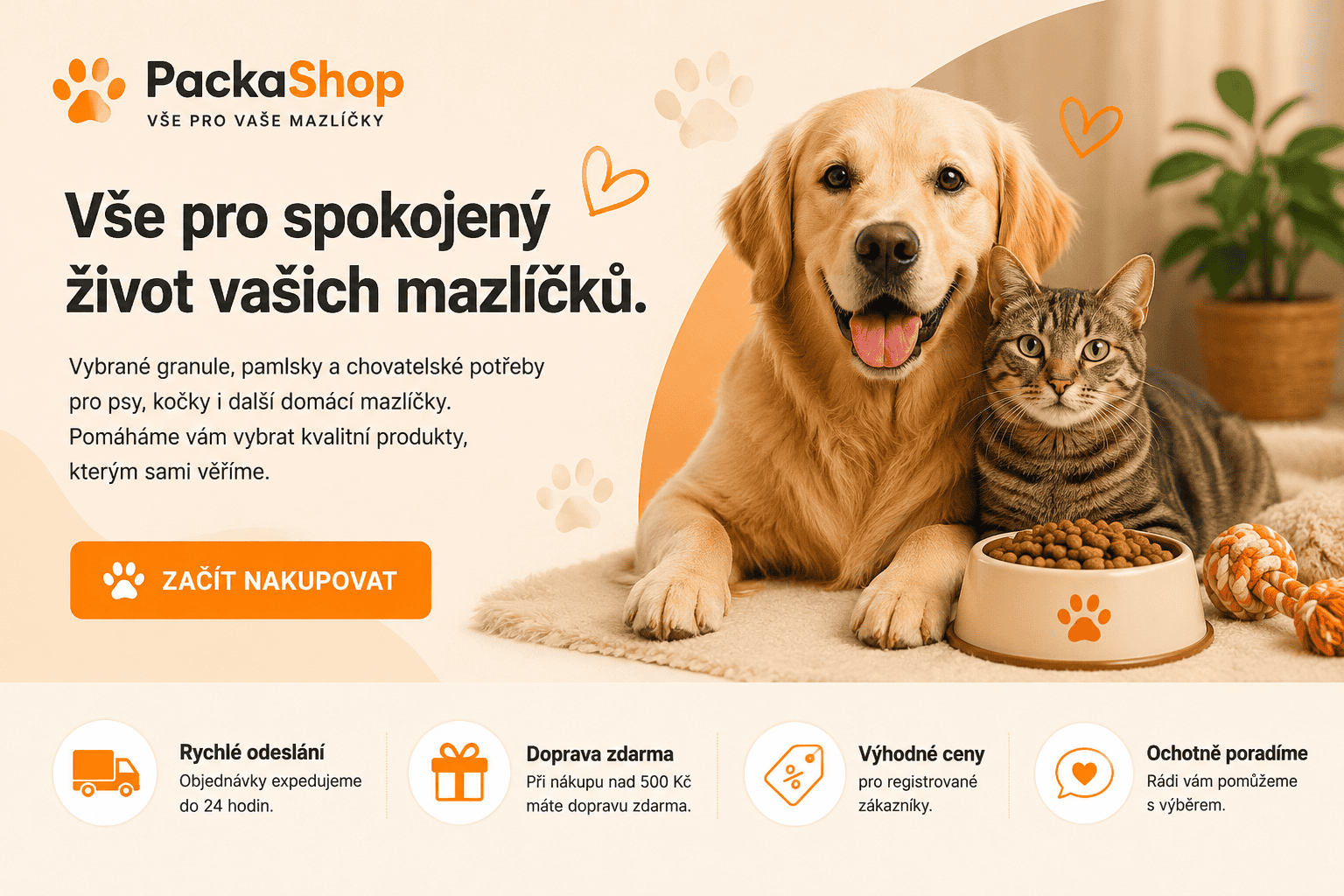 PackaShop.cz - vše pro spokojený život vašich mazlíčků