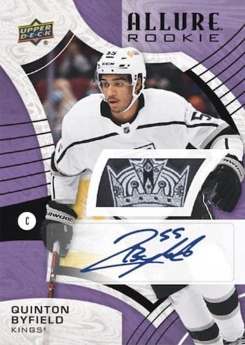 2021-22-Upper-Deck-Allure-Hockey-Cards-Base-Rookies-Purple-Diamond-Auto-Patch-Quinton-Byfield