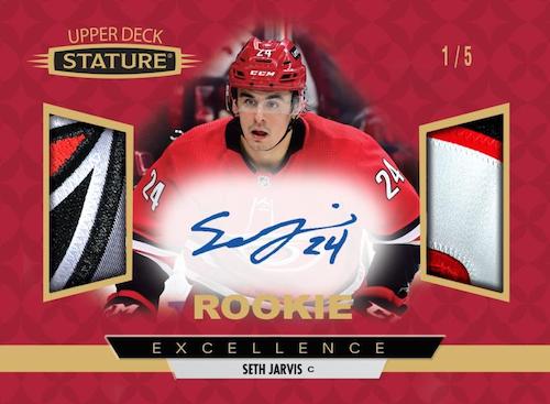 2021-22-Upper-Deck-Stature-Hockey-Cards-Rookie-Excellence-Red-Patch-Autograph-Seth-Jarvis