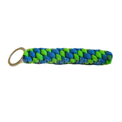 PARACORD PŘÍVĚŠEK VÁLEČEK MODRÝ DIAMANT ZELENÁ NEON