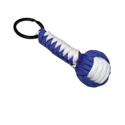 paracord přívěsek kulička dvoubarevná bílo tmavě modrá