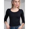 Tričko se středním kulatým výstřihem, 3/4 rukáv - černá