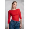 Tričko s lodičkovým výstřihem, 3/4 rukáv - červená