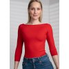 Tričko s lodičkovým výstřihem, 3/4 rukáv - červená
