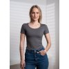 Tričko se středním kulatým výstřihem, krátký rukáv - šedá - antracit