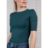 Tričko bez výstřihu, krátký prodloužený rukáv - zelená - smaragdová