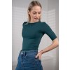 Tričko bez výstřihu, krátký prodloužený rukáv - zelená - smaragdová