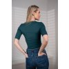 Tričko bez výstřihu, krátký prodloužený rukáv - zelená - smaragdová