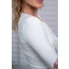 Tričko s hlubokým výstřihem do V, 3/4 rukáv - bílá - přírodní