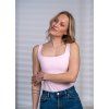 Tílko s hranatým výstřihem - růžová - pudrová
