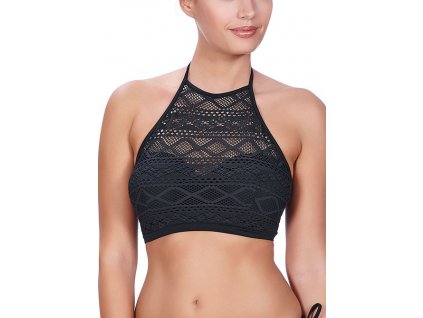 Freya Swim Sundance Black Underwired Padded Hi Neck Crop Top