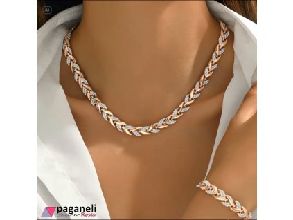 Krasná dvoudílná souprava s pleteným designem – náhrdelník a náramek v luxusním provedení.“