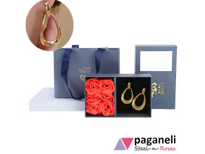 gold 6 červené růže v modrý box LOVE, tašku logo