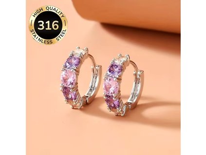 Elegantní náušnice z nerezové oceli 316 s kubickými zirkony, moderní a klasický šperk.