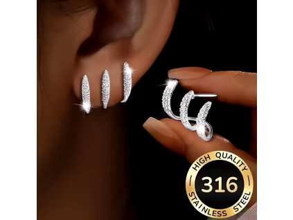 Francouzské náušnice z nerezové oceli 316 s bílou pasivací a třpytivými syntetickými zirkony.