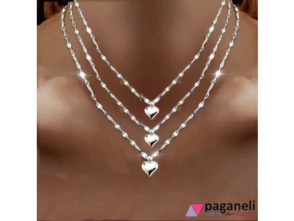 3dílná souprava náhrdelníků z nerezové oceli s třpytivým srdíčkem, elegantní a hypoalergenní doplněk pro ženy
