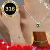 Třídílná nerezová souprava šperků 316 s kubickými zirkony – náhrdelník, náramek a kotníkový řetízek pro koordinovaný look.
