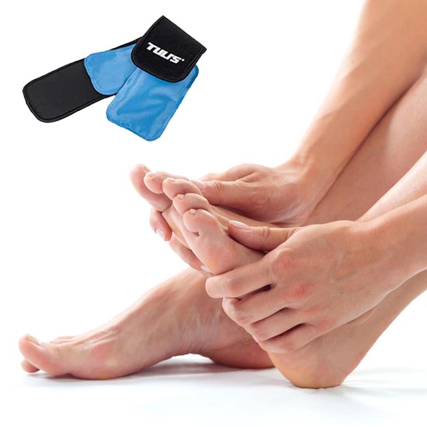 Bandáž na úleva od bolesti paty, plantární fascie a unavených chodidel pomocí tepla nebo chladu