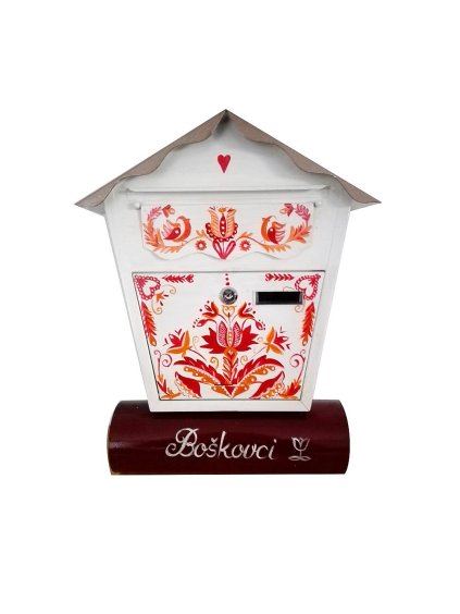 Ručne maľovaná schránka - červený ornament